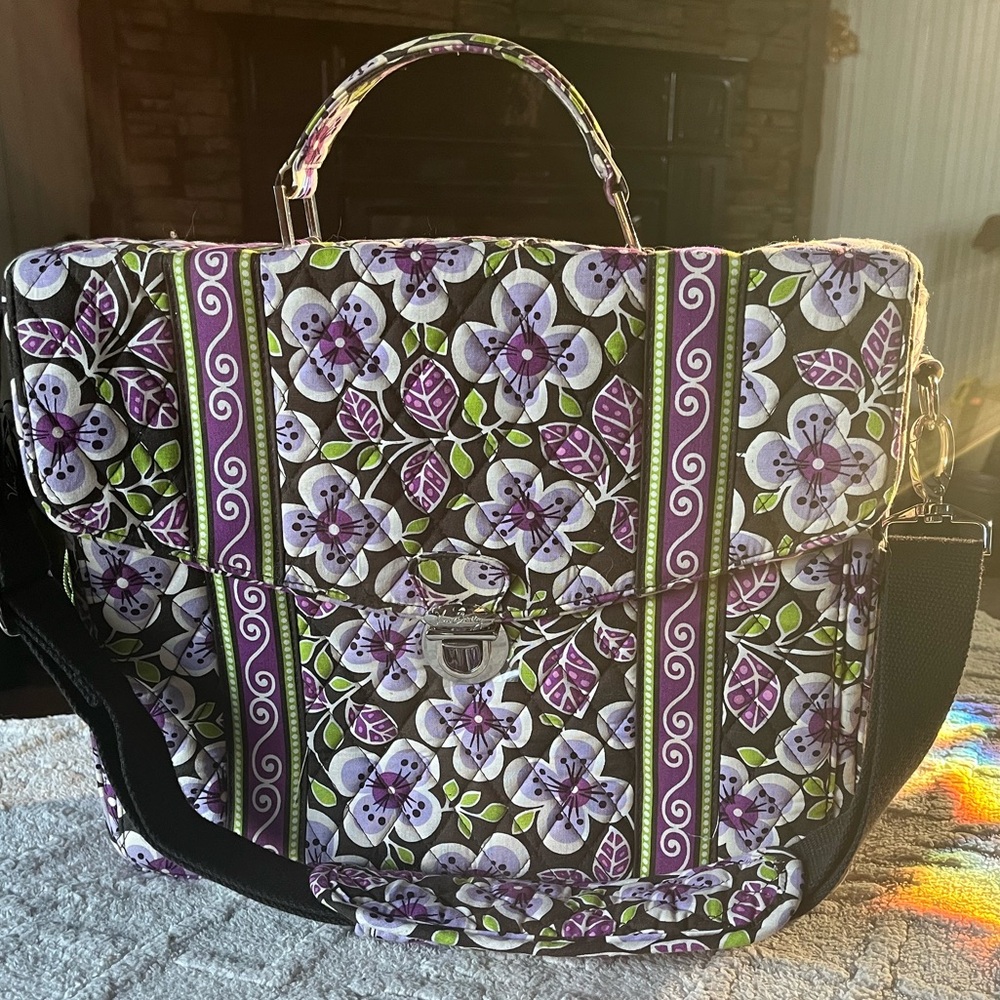 Vera Bradley Purple and Green Floral Laptop Bag